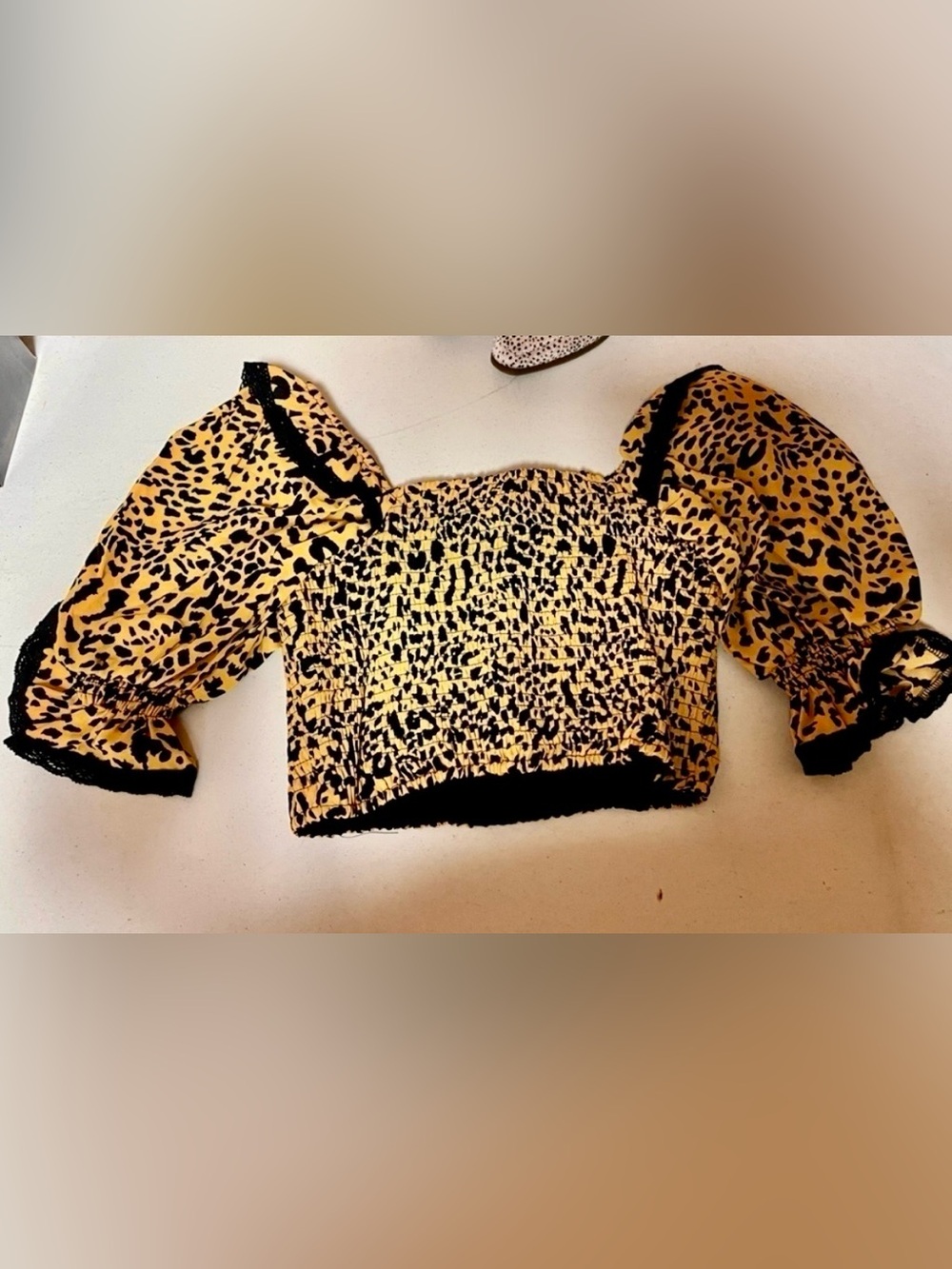 Free the Roses Leopard Smocked Top Size M NWT Indie Sleeze Mobwife Anthropologie